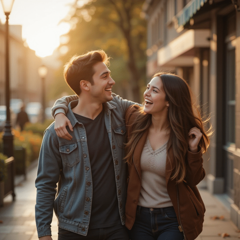 A heartwarming and playful moment between a couple